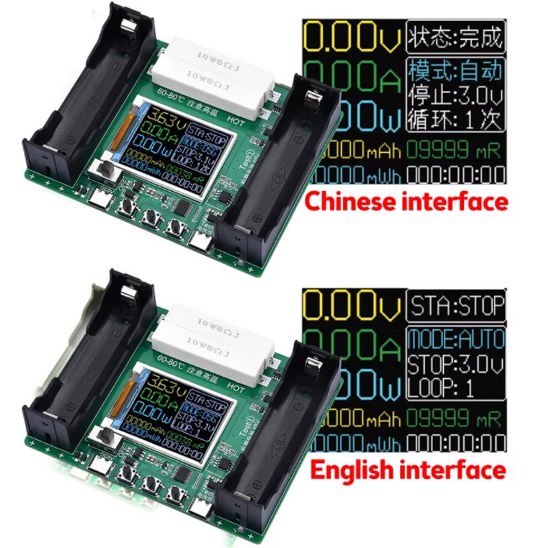 Lithium Battery Capacity Tester Module, MMWh Digital Battery Power Detector, Type-C, 18650