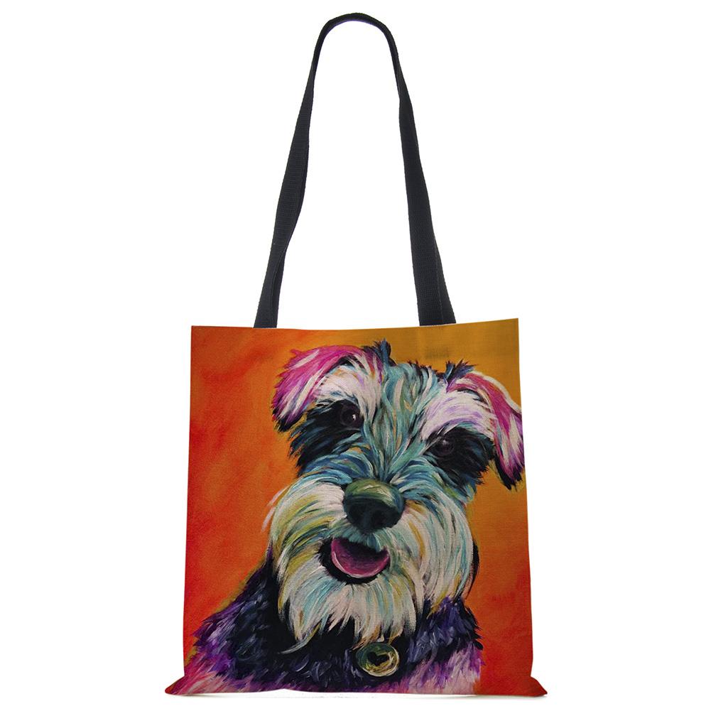 Schnauzer Dog Painting Handbags For Women Lady Korean Shoulder Bag Casual Shopping Shopper Bags Large Capacity CLE