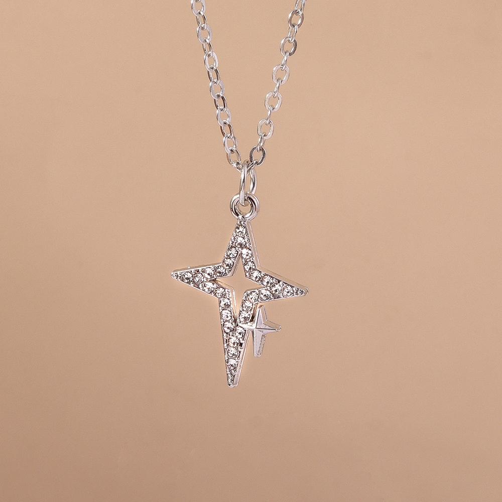 

Aihua Exquisite Silver Color Crystal Sun Moon Star Necklaces for Women Korean Temperament Clavicle Chain Jewelry Gifts