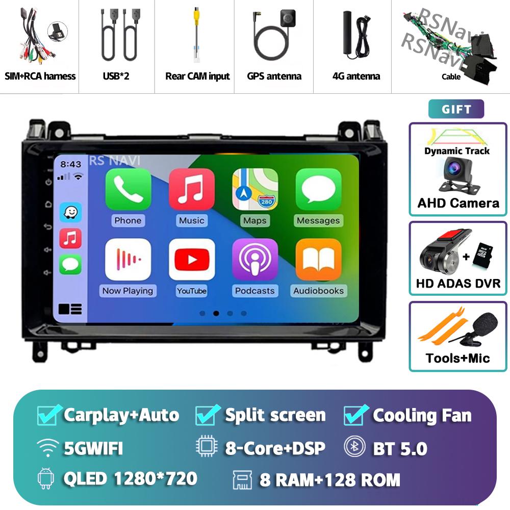 Android 14 Carplay Auto For Benz B200 Car Radio 4G+WIFI Player Multimedia Stereo 360 Camera Navigation Video Head Unit AI Voice