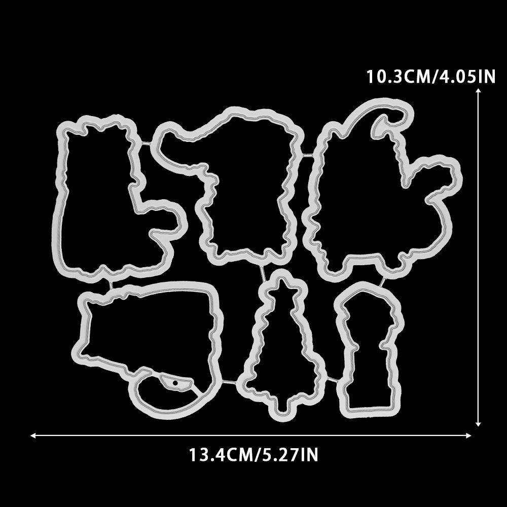 Timbro Trasparente in Silicone 'Meow di Natale' & Punzone in Acciaio per Embossing per Biglietti Fatti a Mano