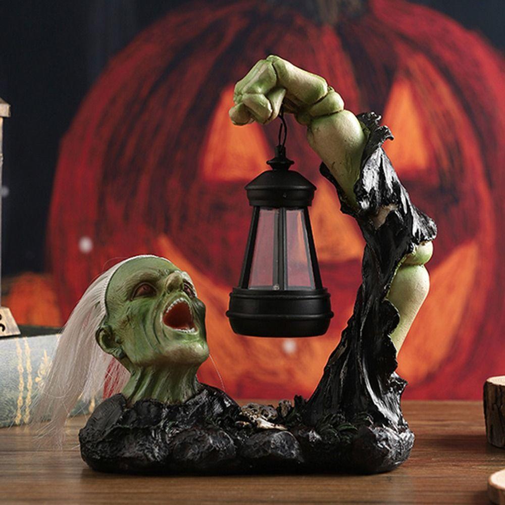 Creative Halloween Skeleton Night Light Funny Garden Statue Lamp Skull Sculptures  Outdoor