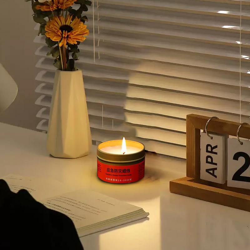 Long Lasting Survival Candle 30 Hour Tea Light In Flat Container Windproof Long Burning Food Warmer Tea Light Candle For Camping