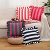 Stylish Square Pillow Cover With Ruffled Trim and Striped Pattern Design Throw Cushion Case For Sofa Bedroom Decors
