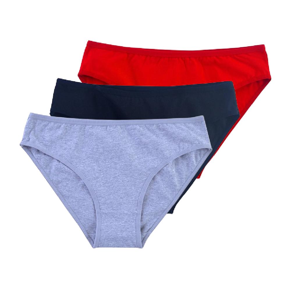 

3 шт. женское нижнее белье со средней талией, трусы, нижнее белье, большие трусики для девочек, однотонные трусы XL красный/чёрный