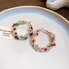 Silver needle pearl glass colored winding earrings dopamine sweet temperament earrings niche high-end fashion earrings