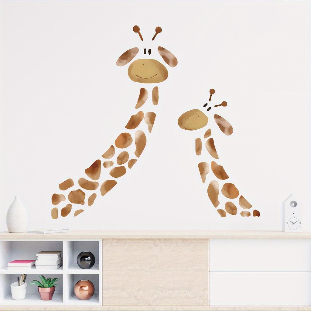 1Pc Cartoon Two Giraffe Wall Stickers on The Wall Home Decoration for Children Room Kids Baby Room Decor for Bedroom Living Room