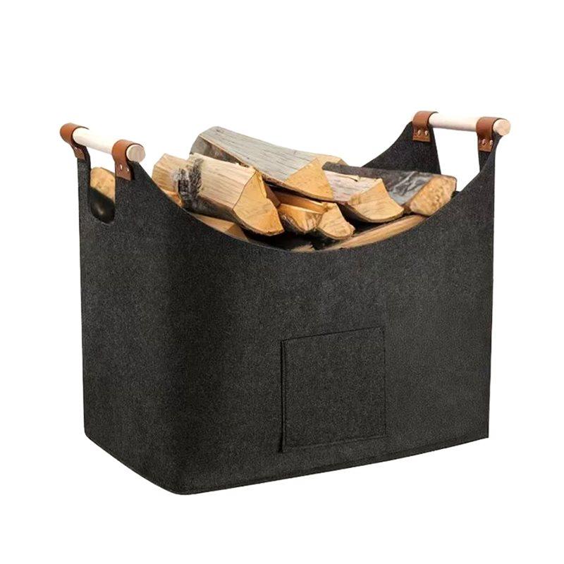 

A25F-Heavy Duty Reinforced Handle Foldable Felt Firewood Basket- Extra Large Multi-Use Storage Capacity 1Pc