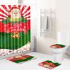 Christmas Toilet Seat Shower Curtain Four-Piece Printed Floor Mat Set Bathroom Floor Mat Bedroom Absorbent Door Mat Carpet