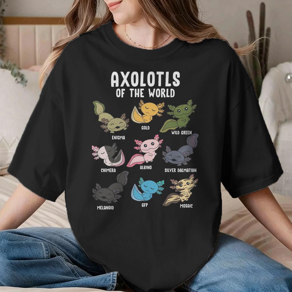 I Axolotl Questions for Unisex Unisex T Shirts Cute Axolotls Vintage Tees Round Neck TShirts 100 Cotton Printed Clothing