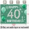 40th Birthday Banner, Polyester Photo Backdrop Wall Decor for Celebration
