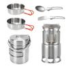 Camping Cookware Set, 1 Liter Pot with Folding Wood Stove Cutlery and Bowls for Outdoor Cooking, Soup Making and Roasting