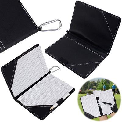 PU Leather Golf Scorecard Holder with Hook Ball Marker Golf Score Wallet Golf Yardage-Book Cover for Golf Gift