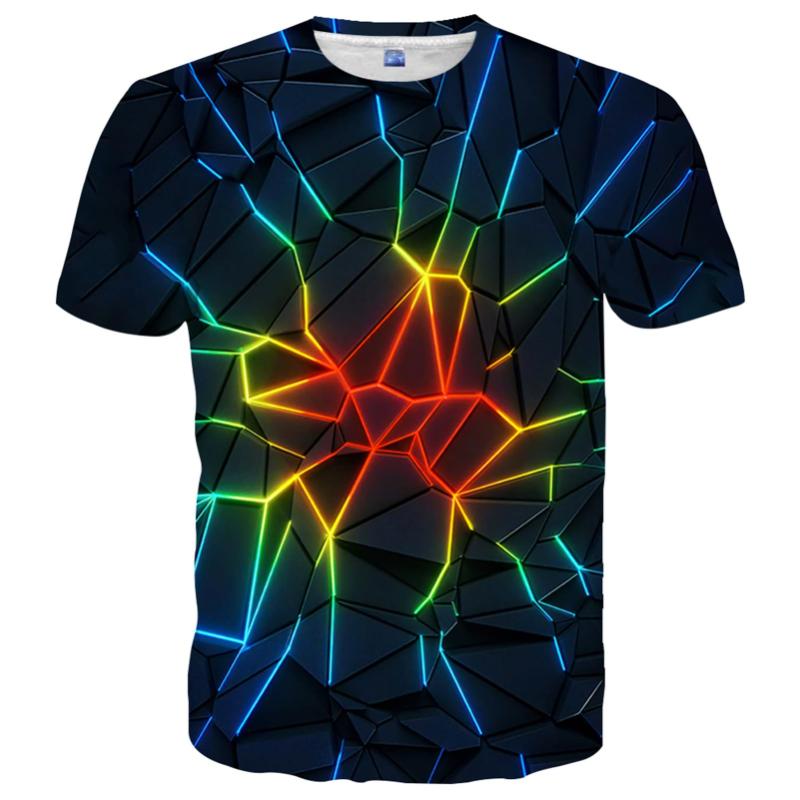 Fashion Flame Graphic T Shirts For Men New Summer Casual 3D Print Colorful Flame Hip Pop Men T-shirt Street Short Sleeve Kid Tee