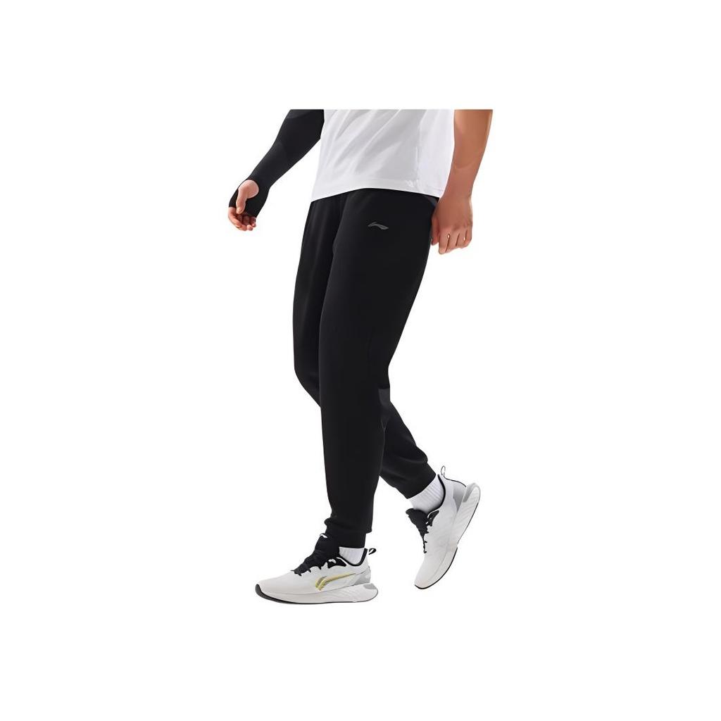 Li-Ning Fitness Series Solid Color Moisture Wicking Quick Dry Tapered Knit Sports Pants Men Bottoms Black AKLU481-1