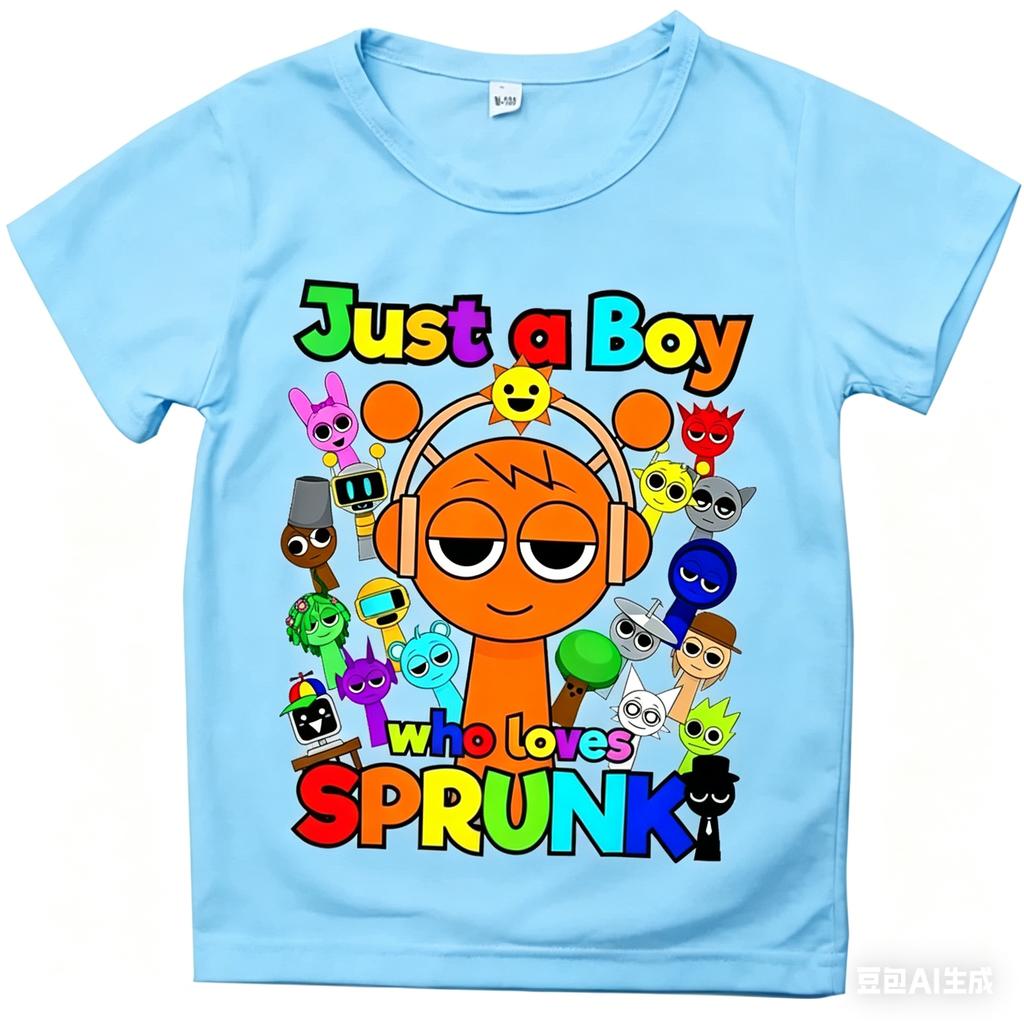 Summer Game Sprunki Incredibox Cartoon Print Cotton Kids TShirts Boys Casual Short Sleeve Baby Girls Clothes Children Tee Tops