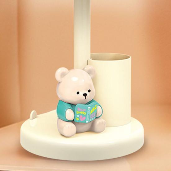 Night Light 3 Brightness Levels Adjustable Soft Warm Light USB Rechargeable Bear Desk Lamp with Pen Holder Sleeping Study Decor