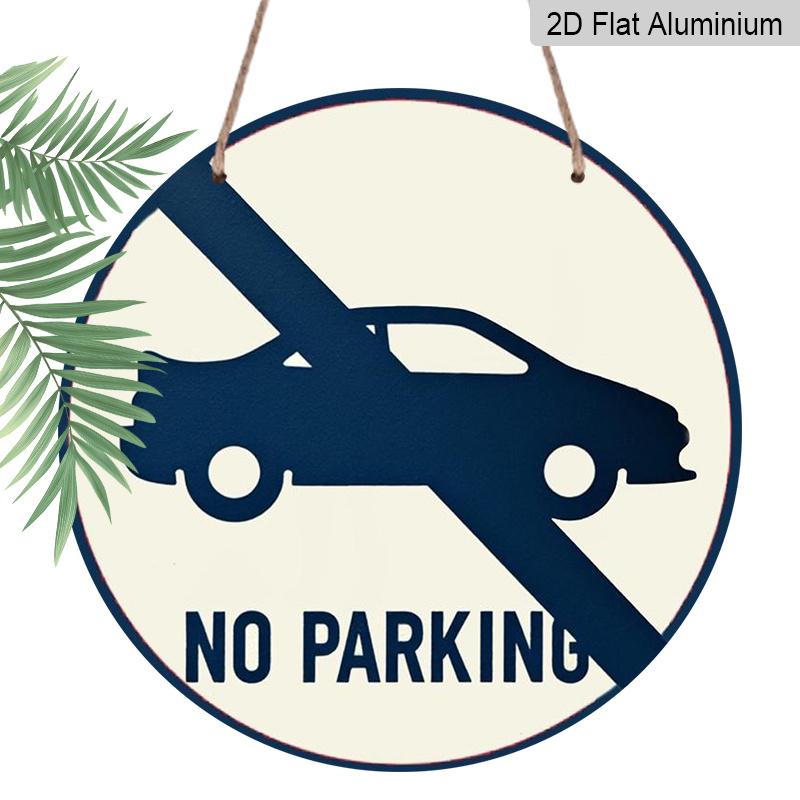 2D Flat 1pc, 8x8 In, No Parking Round Aluminum Metal Sign - Artistic Nature-Inspired Design with Tree Artwork, Vibrant Serene Decor for Living Room