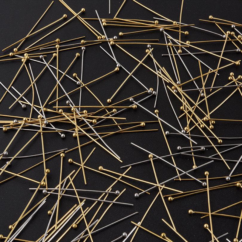 100pcs/Lot High Quality Stainless Steel Ball Head Pins For Jewelry Making Supplies PVD Round Head Needle Connectors Accessories