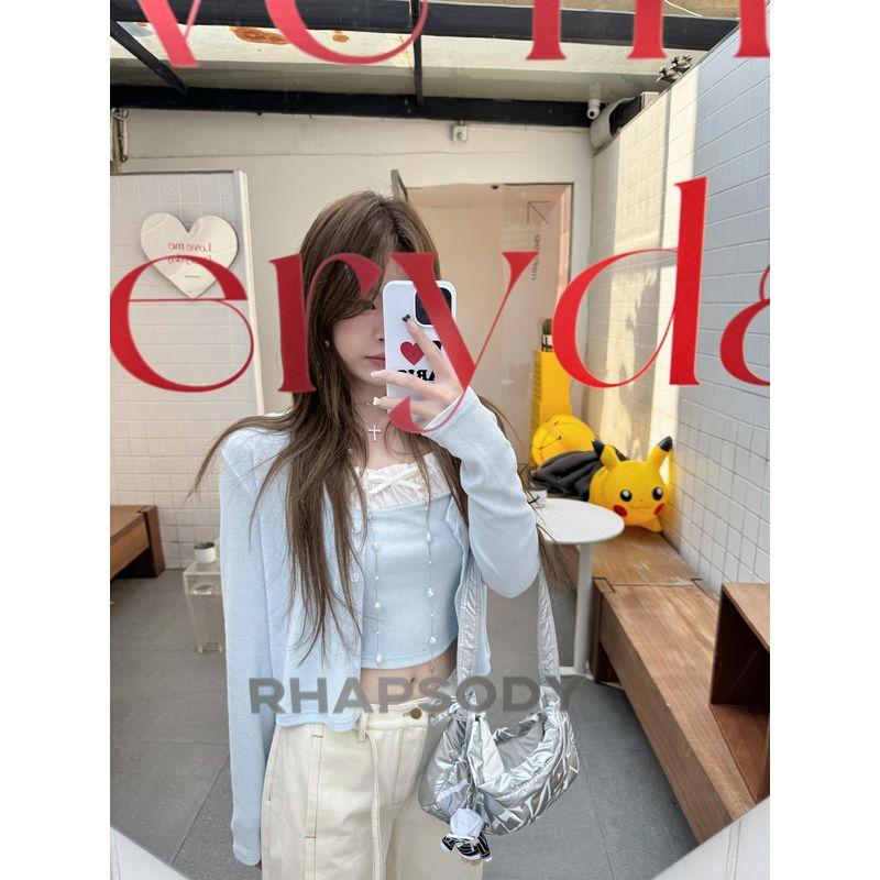 

Сасауни Кардиган Юбка Супер Милый Уникальный Красивый Комплект Женщины 2025 Ранняя Весна Носить Новый Комплект из двух предметов White sling M