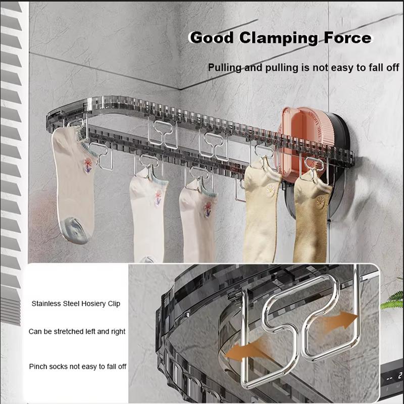 Bathroom Suction Cup Drying Rack Folding Socks Drying Rack Household Clothes Rack Multi Clip Drying Socks Artifact Hanger