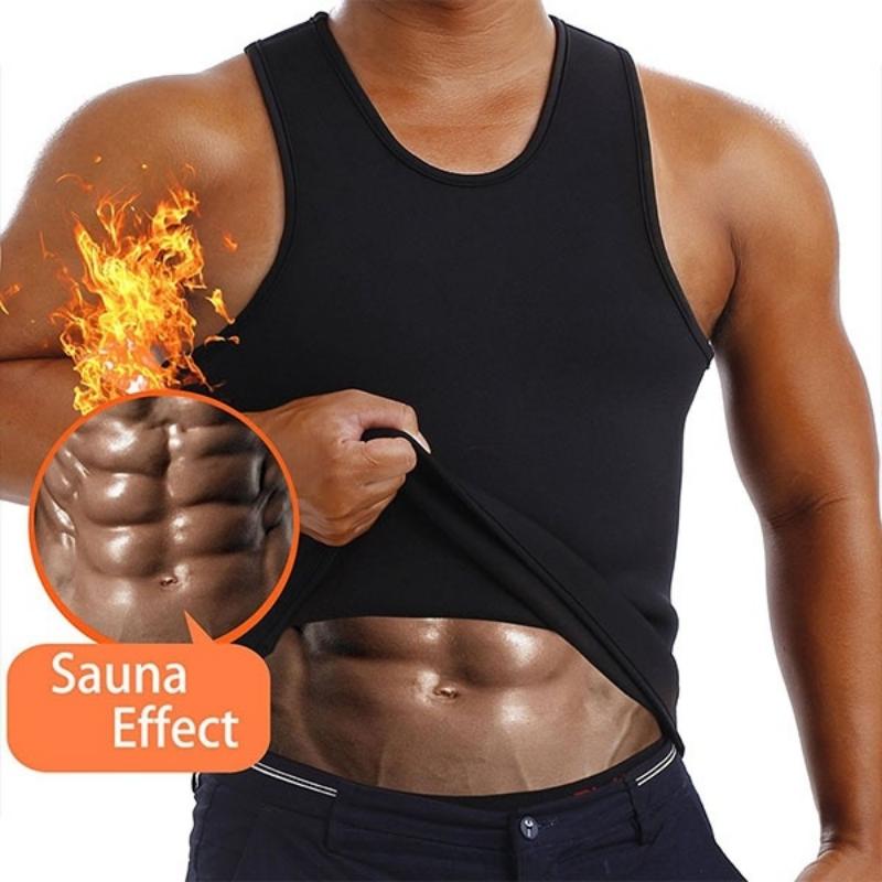 Homens sauna terno colete de suor cintura trainer corpo shaper camisa de compressão treino regatas controle de barriga emagrecimento shapewear fitness undershirts