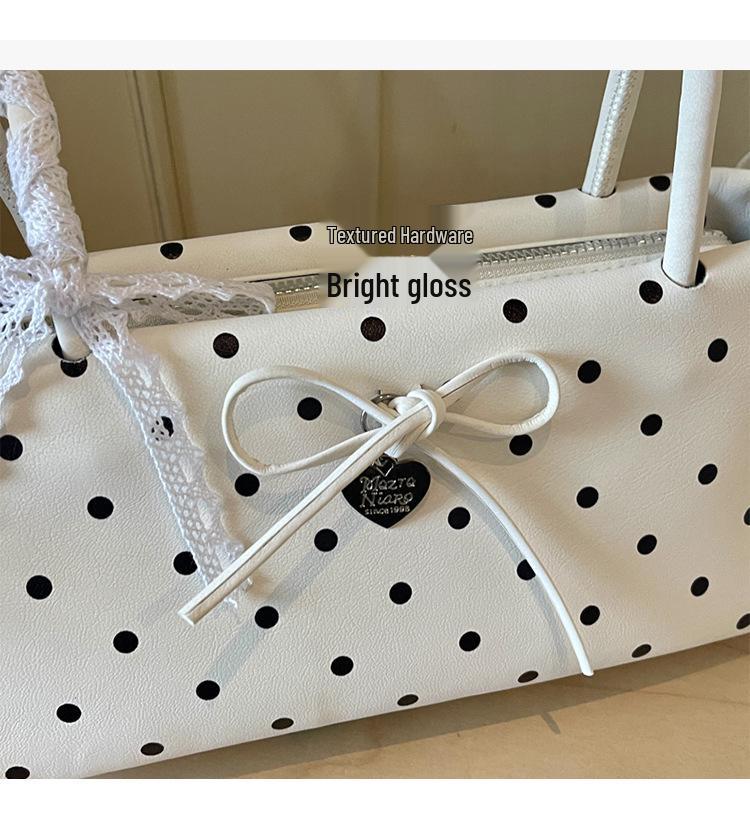 2026 Trendy Women's Polka Dot Bow Single-Shoulder Baguette Bag