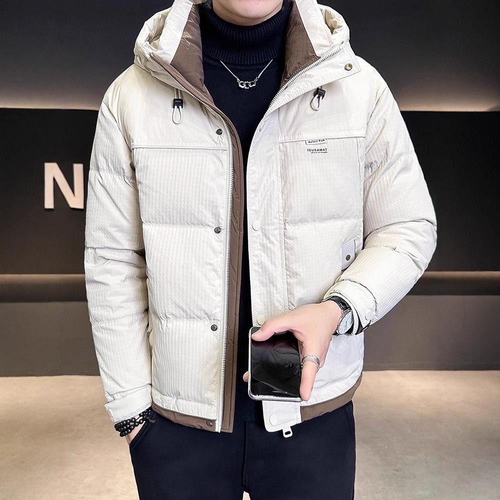 

2025 зима новая мужская пуховая куртка модный воротник-стойка красивый и универсальный утиный пух теплая молодежная куртка куртка мужская хлопковая куртка 5XL бежевый