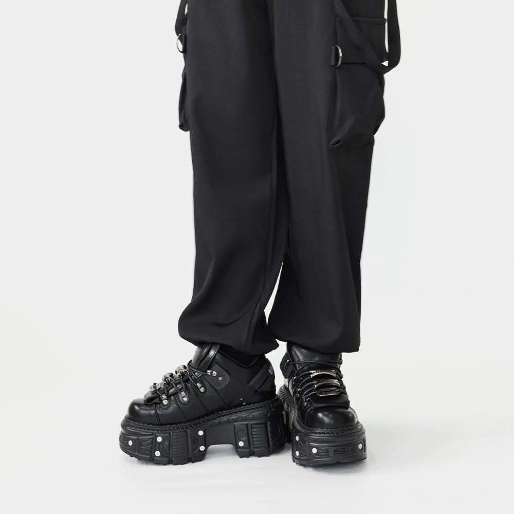 New Women Shoes Punk Style  Lace-up Heel Height 6CM Platform Shoes Woman Gothic Ankle Rock Boots Metal Decor Woman Sneakers