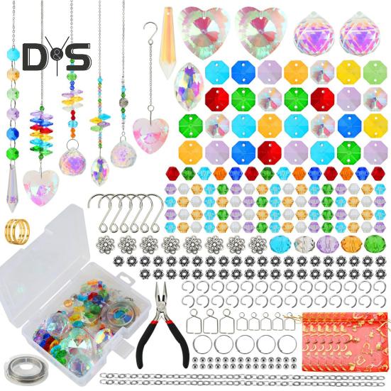 

350 шт./компл. DIY набор для ловца солнца с розой, бабочкой, луной, звездой, радугой, поддельными кристаллами, призмами, подвесными украшениями, материалами для изготовления