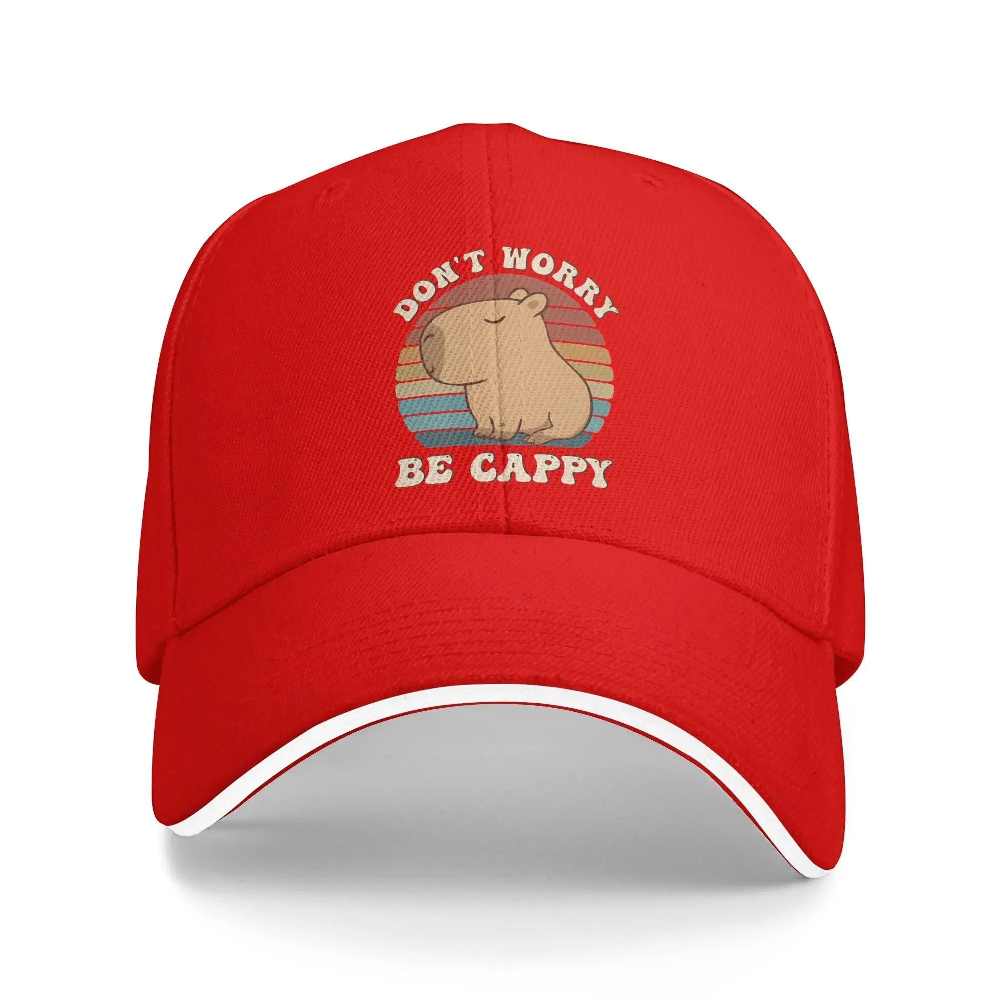 Rodent Capybara Sun Baseball Cap Summer Unisex Unisex Dont Be Worry Be Cappy Print Hip Hop Hats Casual Camping Baseball Caps One Size