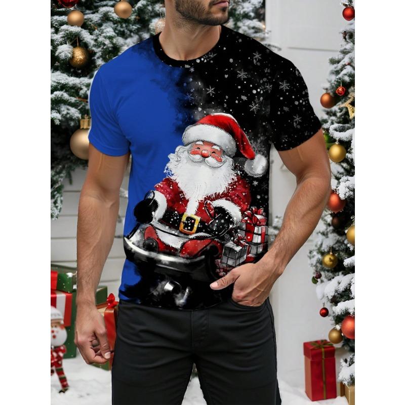 

Мужская футболка с коротким рукавом с цифровой печатью из рождественской серии, персонализированный стиль, свободная и удобная, большого размера L