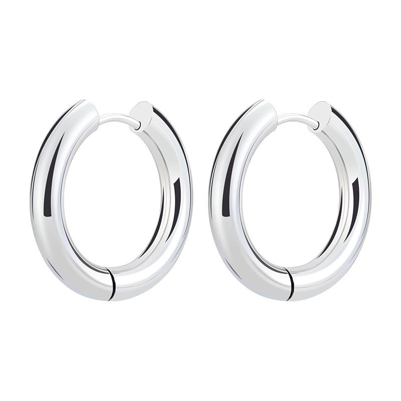 

2 Pieces 4mm thickness Stainless Steel Earring Cute Big Crude Circle Earring Hoop Earrings Huggie Jewelry Men Women Gift 20mm срібний
