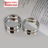 European & American Fashion Titanium Steel Couple Ring - Polished, Engraved, Non-Fading.