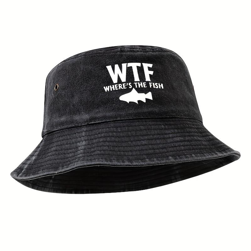 Male and Female Outdoor Fishing Fisherman Hat WHERE'S THE FISH Print, Lightweight Sun Hat, Camping Leisure Bucket Hat.