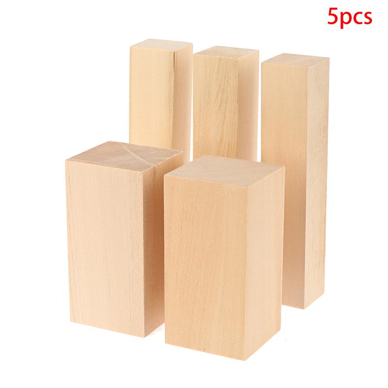 2 szt. 5*5*10 cm + 3 szt. 3*3*15 cm Drewno lipowe Blok do rzeźbienia Przenośny Niedokończony Blok drewniany Rzeźbienie Wyrzynanie Materiały artystyczne