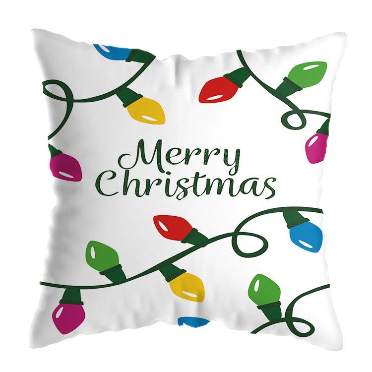 Cartoon Santa Claus Pattern Throw Pillow Cover With Short Plush Print Living Room Sofa Decoration Cushion Cover Pillow Covers