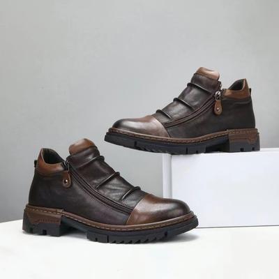 Zapatos de moda marrón negro para hombre retro marrón piel de vaca zapatos para hombre botas cortas casuales cuero auténtico