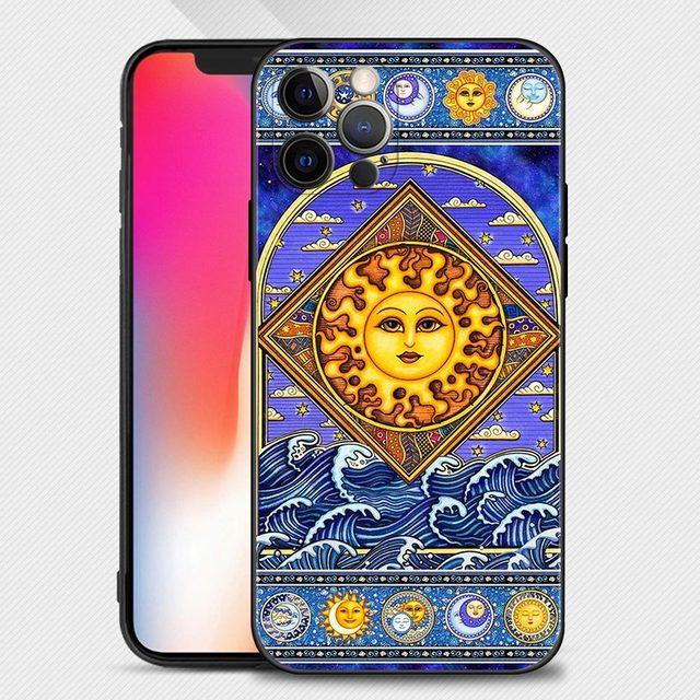Lustige Sonne Mond Gesicht Handyhülle für Iphone 14 13 12 11 Pro Max Xs Max Xr X 7 8 Plus 12 Mini 6s Silikon Capa Black Shell