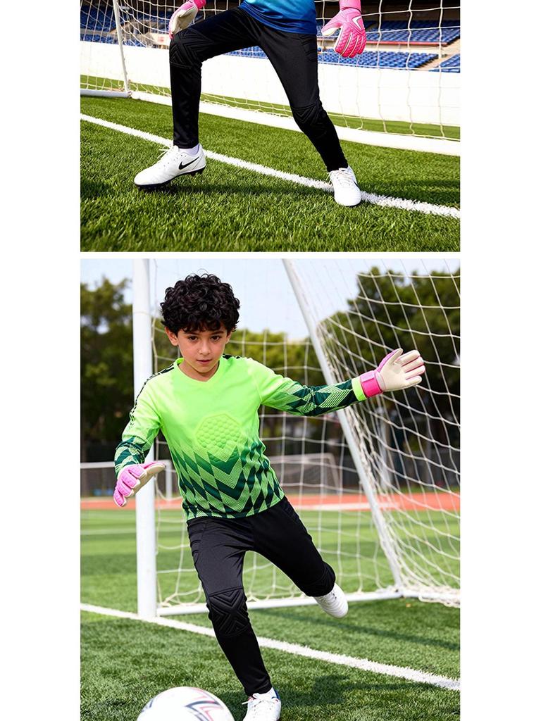 Kids' Long-Sleeve Goalkeeper Uniform with Chest Protection for Football Training