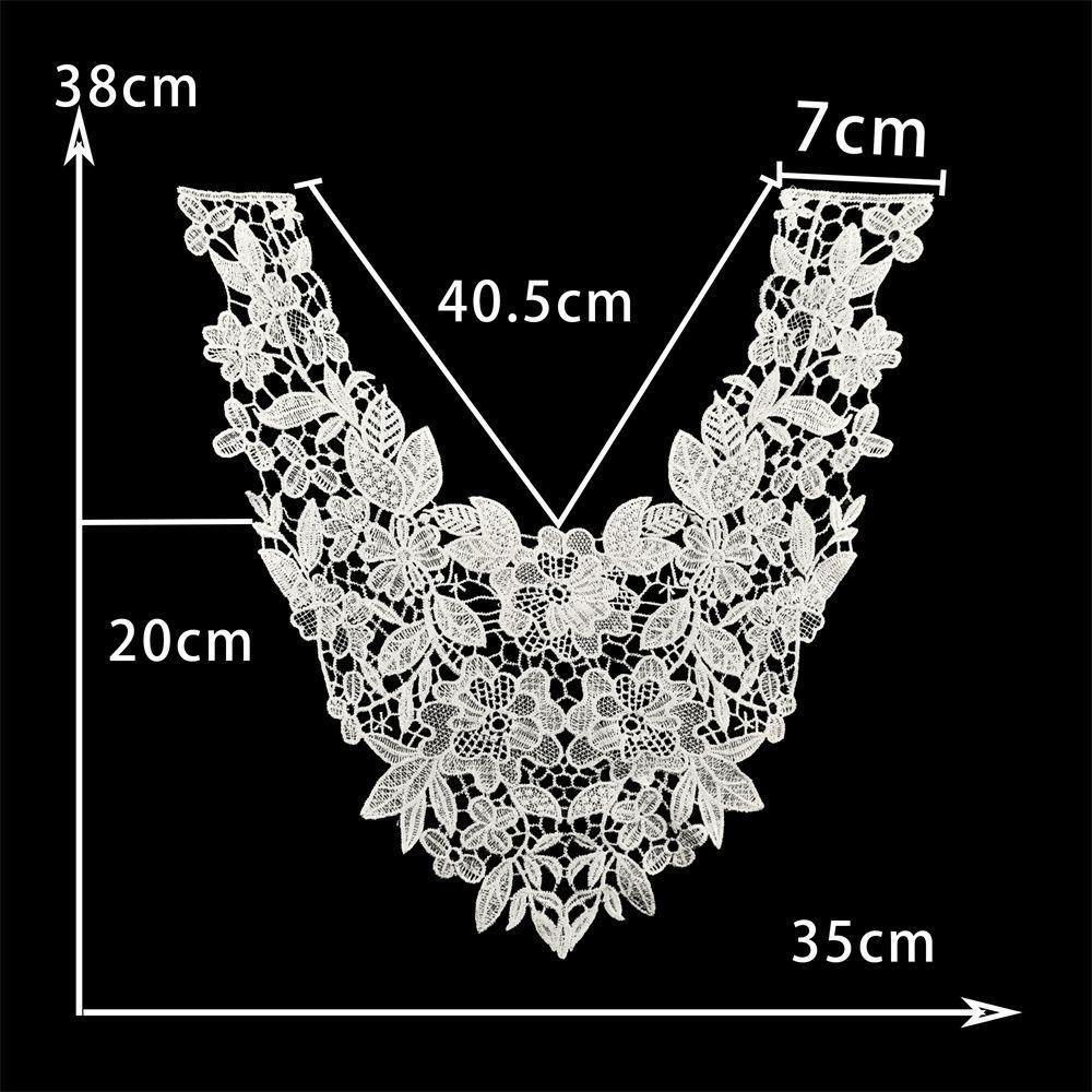 Black & White Polyester Embroidered Lace Collar for DIY Cheongsam Dress Crafting