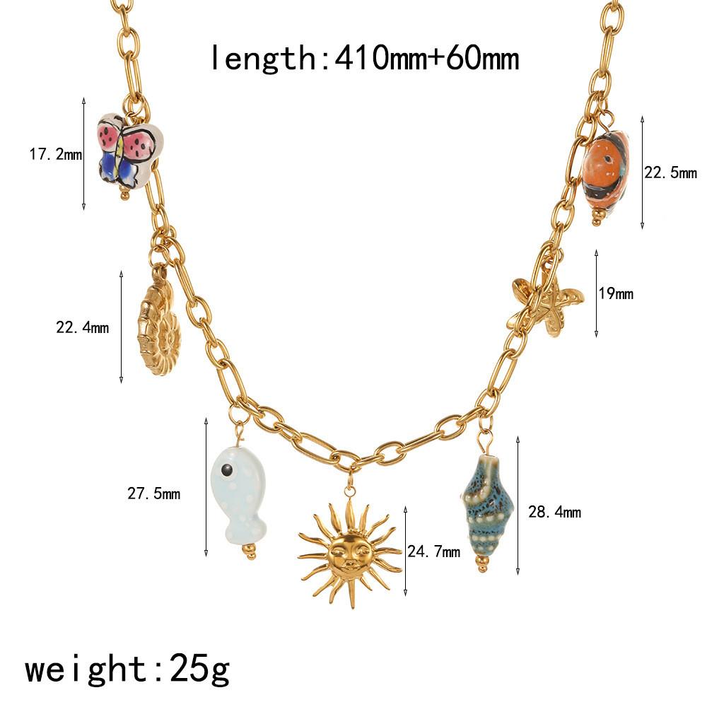 Summer Ocean Jewelry Necklace With Shell And Starfish Pendant For Women