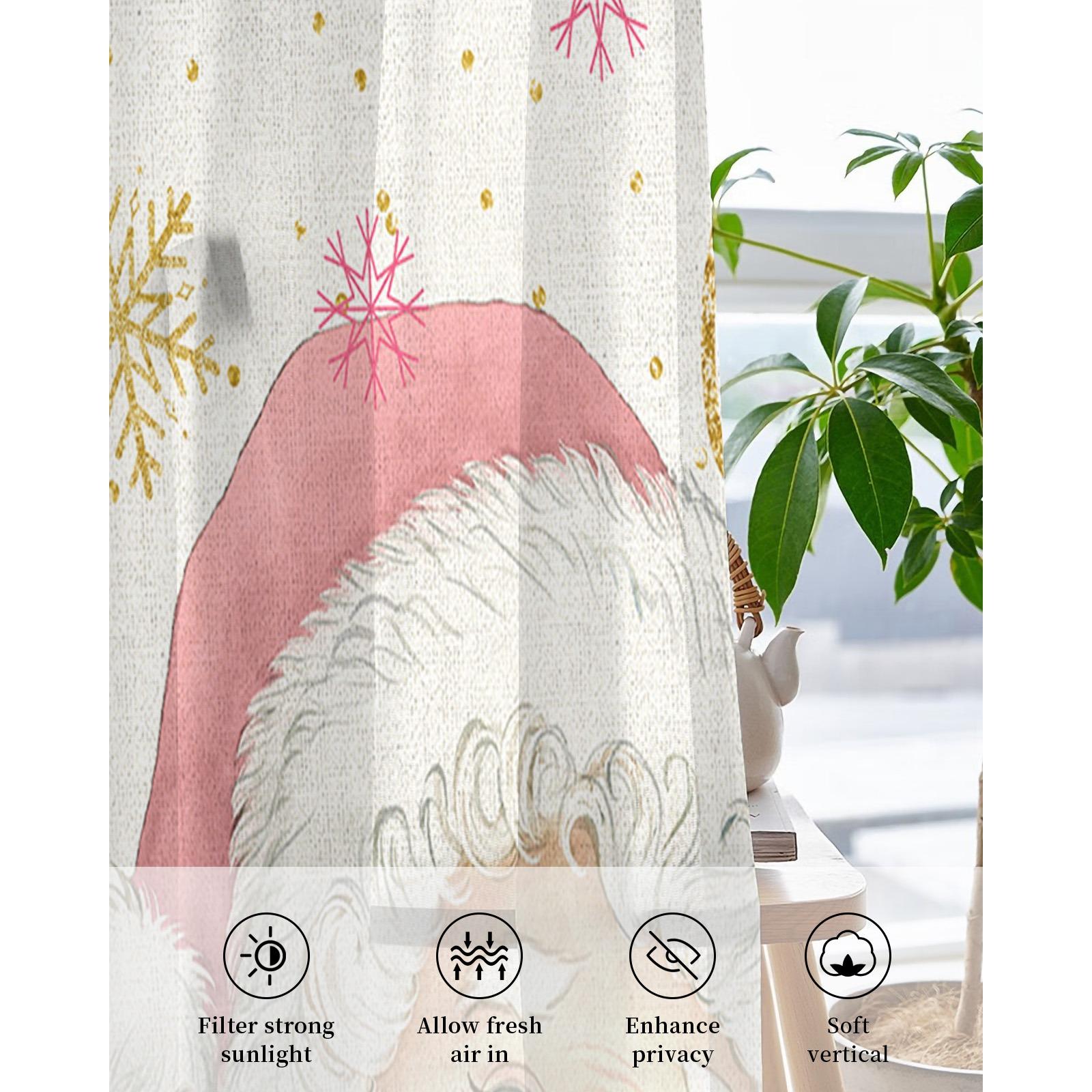 Рождественские розовые занавески со снежинками и конфетами — фото 5