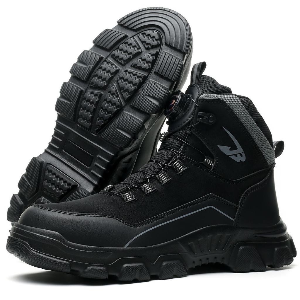Steel Toe Safety Boots Rotating Button Men Shoes Protection Waterproof Breathable Work Shoes for Men Anti Wear-resistant Static