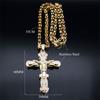 Christus Jesus Kruzifix Kreuz Großer Anhänger Halskette für Männer Edelstahl Goldfarbe Herren Ketten Halsketten Amulett Schmuck gargantilla