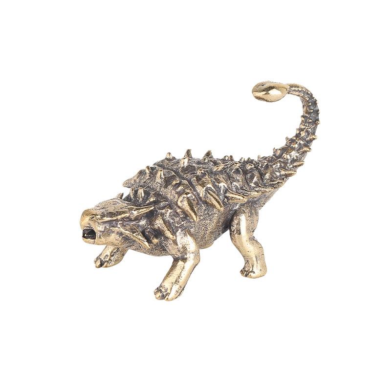 Brass Dinosaur Desktop Paperweight Ornament, Nail Dragon Figurine. One Size
