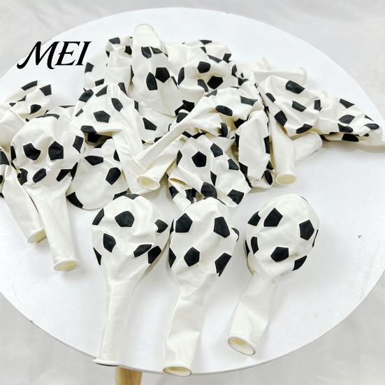 Football Fan Party Supplies 36 Inch Balloons, Explosion-Proof Latex Soccer Print Black And White Balloon Sports Theme Decor for Game Day, Inflatable