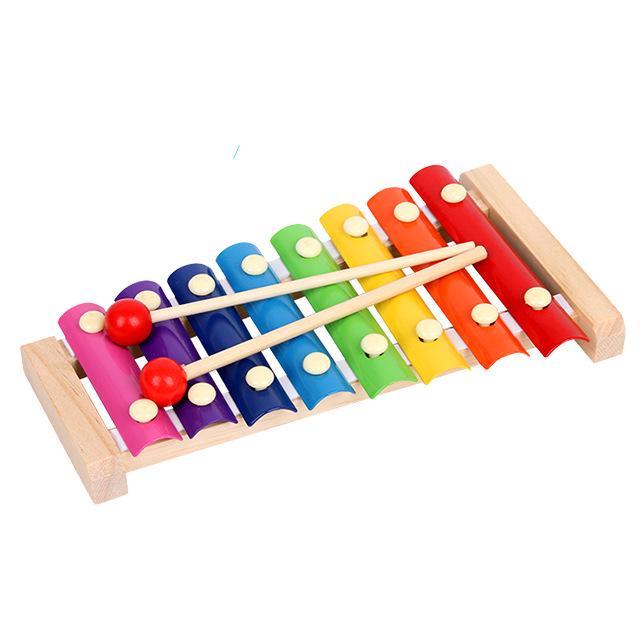 Colorful Wooden Children's Xylophone Toy - Eight-Note Hand Knocking Piano for Early Education