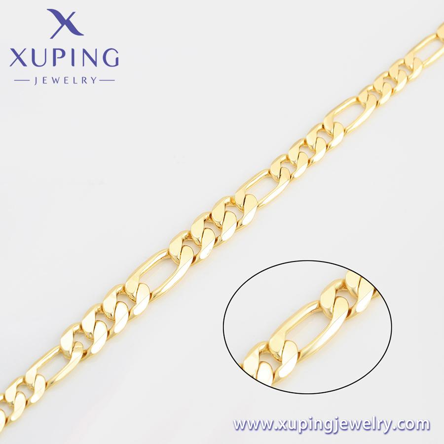 S00113589 Xuping 14K Goldfarbe Premium-Textur Hip Hop Cuban Chain Umweltfreundliches Kupfer Schwere Kette Schmuckset