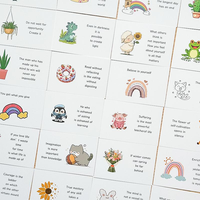 90sheets/bag Material Card Colorful Pattern English Motivational Card Message Cards Scrapbooks Supplies Incentives Message Paper